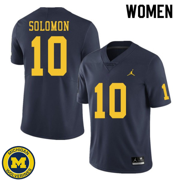 Women's Michigan Wolverines #10 Anthony Solomon Navy College Game Jersey